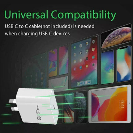 20W USB Type-C Wall Adapter Fast Charger PD Power For iPhone 12 11 Pro Max iPad - Aimall