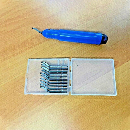 12PCS Set Pocket Deburring Tool 365° Swivel Head With 11Repalcement Blades Tools - Aimall