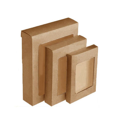 Cardboard Paper Catering Grazing Boxes/Trays 10, 20Pk W/Windows Kraft Disposable - Aimall