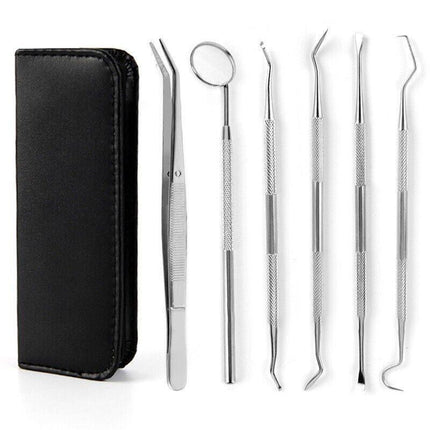 7PCS Dental Hygiene Tools Teeth Cleaning Kits Mirror Scraper Pick Scaler Tweezer - Aimall