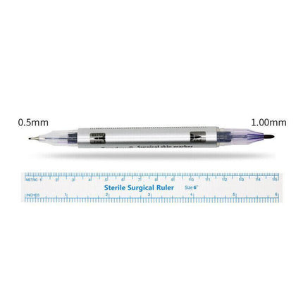 Microblading Tattoo Eyebrow Surgical Skin Marker Pen Ruler Tattoo Piercing 2PCS - Aimall