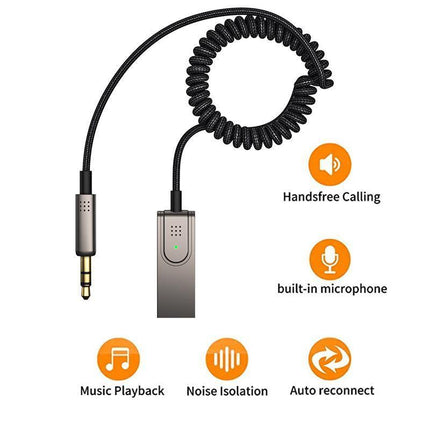 Wireless Bluetooth 5.0 Receiver Dongle Car AUX 3.5mm Adapter Cable Hot - Aimall