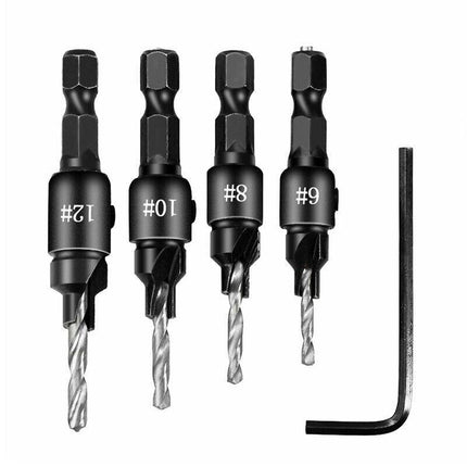 4PCS Screw Countersink Bit Set Pilot Holre Drill Plastic Metal Wood Hex Shank AU - Aimall