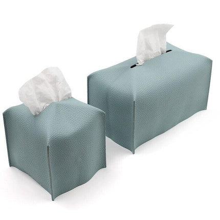 Tissue Box Dispenser Paper Storage Holder Napkin Case Organizer PU Leather Cover - Aimall
