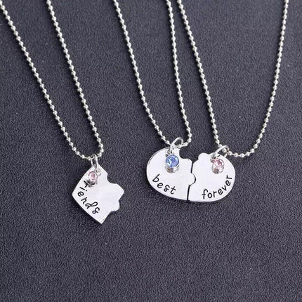 3PCS Best Friends Forever Heart Pendant Necklace Friend Jigsaw Necklace - Aimall