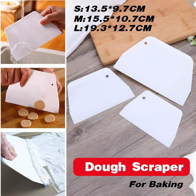 3 Pcs Dough Cutter Scraper Kitchen tool Pastry Bowl divider bench Scrape Fondant - Aimall