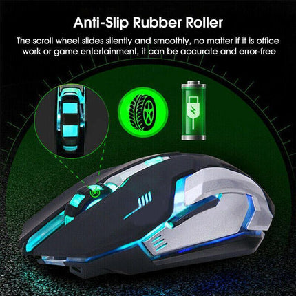 LED Wired Wireless Gaming Mouse USB Ergonomic Optical For PC Laptop Rechargeable - Aimall
