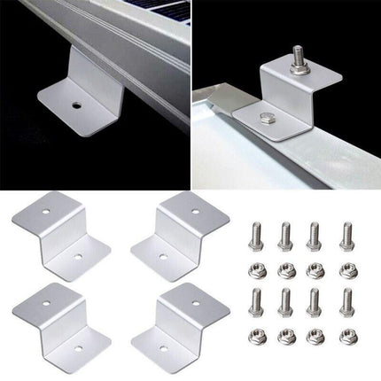 4 PCS Solar Panel Z-Bracket Mounting Flat Roof Yacht RV Mount Aluminum Kit AU - Aimall