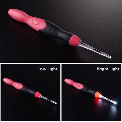 11in 1 LED Light Up Crochet Hooks Set USB Knitting Needles Weave Sewing Tools AU - Aimall