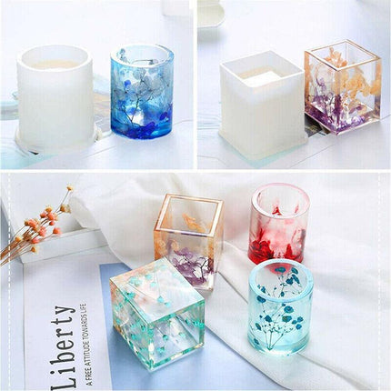 Silicone Mold Resin Epoxy Crystal Crafts Making Brush Pot Pen Holder Mould DIYAU - Aimall