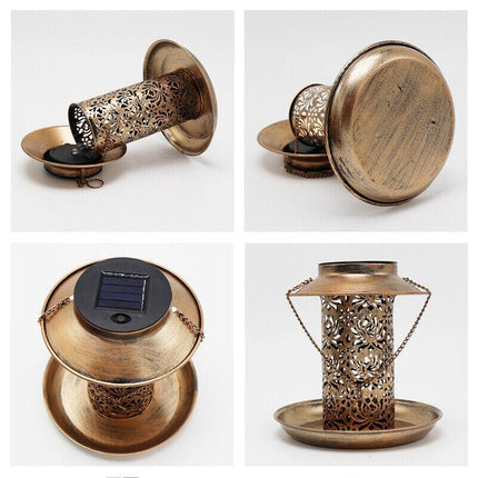 Solar Powered Bird Feeder Light Hanging Outdoor Solar Lamp Solar Garden Light - Aimall