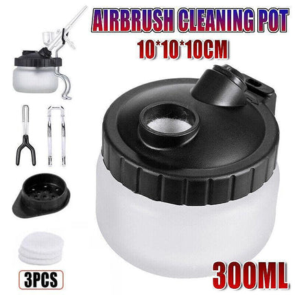 Airbrush Cleaner Air Brush Cleaning Pot Stand Glass Bottle Holder Jar 304ml AU - Aimall