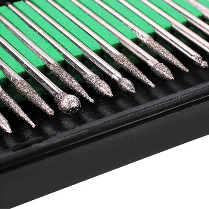 90PCS Diamond Burr Engraving Rotary Tool Drill Bit Kit Burrs DREMEL AU 90 pc 3mm - Aimall