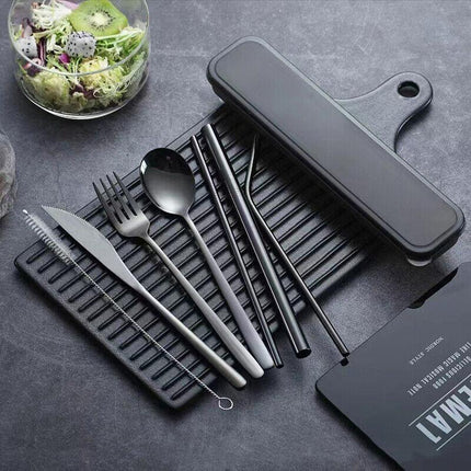 9PCS Premium Cutlery Travel (Portable) Set Stainless Steel (Knife, Fork, Spoon) - Aimall