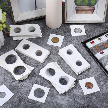 100X Staple Coin Holder Display Clear Window Storage Protect Penny Cent - Aimall
