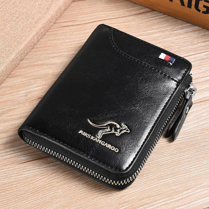 Men's RFID Blocking Leather Short Wallet Credit ID Card Cash Holder Purse - Aimall