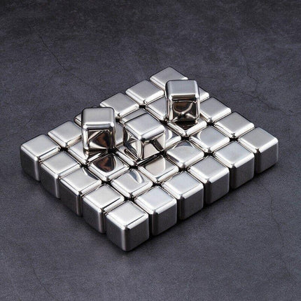 Stainless Steel Whiskey Stones x 8 Ice Cubes With Tong Reusable Cooling Ice Cube - Aimall