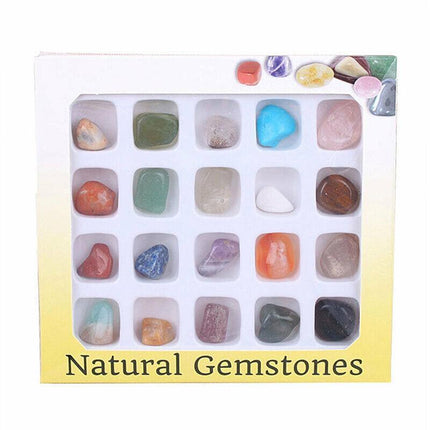 NEW 40x Crystal Gemstone Polished Healing Chakra Stone Collection Display Set AU - Aimall