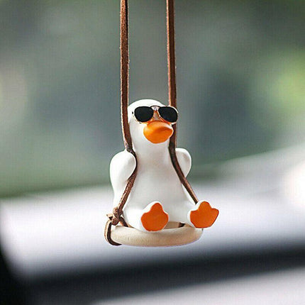 Car Pendant Cute Anime Little Duck Swing Auto Rearview Mirror Hanging Ornament - Aimall