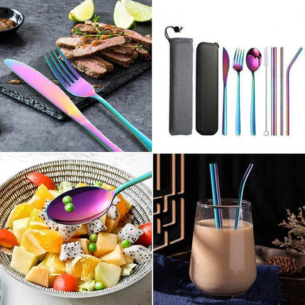 9PCS Premium Cutlery Travel (Portable) Set Stainless Steel (Knife, Fork, Spoon) - Aimall