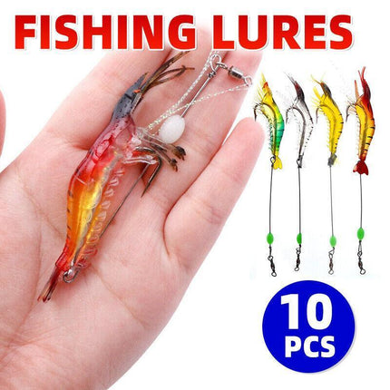 10 Soft Plastic Fishing Lures Tackle Prawn Shrimp Flathead Bream Cod Bass Lure - Aimall