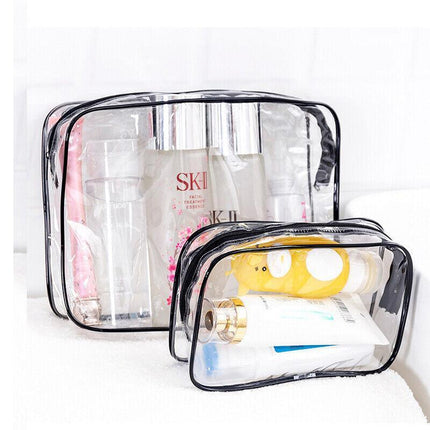 4PCS PVC Toiletry Bag Clear Transparent Plastic Travel Cosmetic Make Up Zipper - Aimall