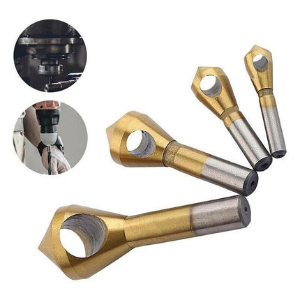 4PCS Chamfer Deburring Crosshole Metal Tool Countersink Cutting Ti Drill Bit Set - Aimall