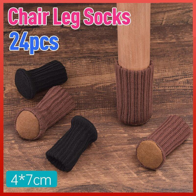 24PCS Knitted Table Chair Leg Socks Sleeve Floor Protector Furniture Feet Covers - Aimall