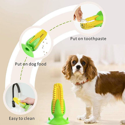 Dog Squeaky Chew Toys Teeth Clean Stick Corn Pet Dental Toothbrush Molar Stock - Aimall