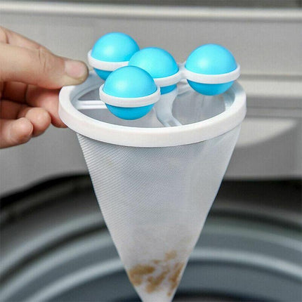 2 PCS Reusable Hair Lint Catcher Removal Net Bag Wash Machine Float Filter - Aimall