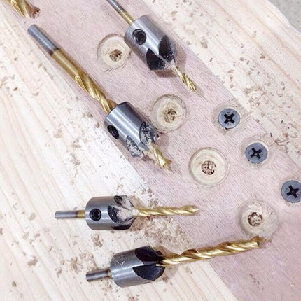 8PCS 3-10MM 5 Flute Countersink Drill Bit Set Reamer Woodworking Chamfer Tools - Aimall