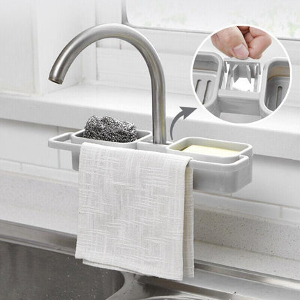 Kitchen Faucet Holder Soap Sponges Caddy Organizer Storage Rack Sink Basket - Aimall