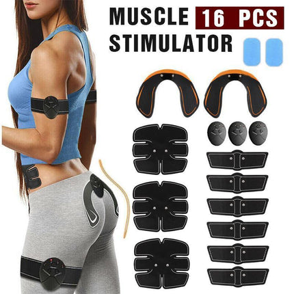 16PCS EMS Muscle Stimulator Training Gear ABS Ultimate Hip Trainer Body Exercise - Aimall