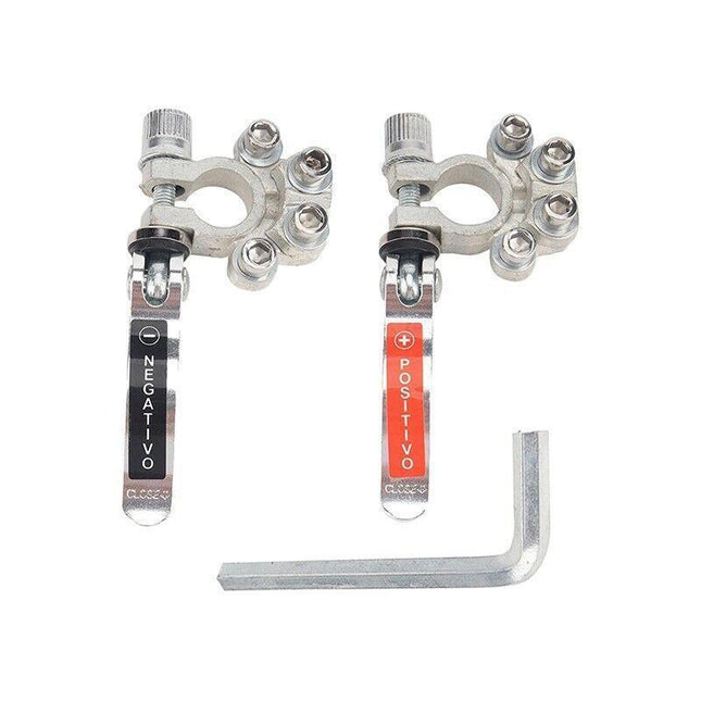 2x 12V 4Way Battery Terminals Connectors Clamp Car Van Caravan Positive Negative - Aimall