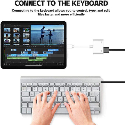 For iPhone/Type C 8-Pin to USB 3.0 Camera Adapter Easy to Transfer Photos Videos - Aimall
