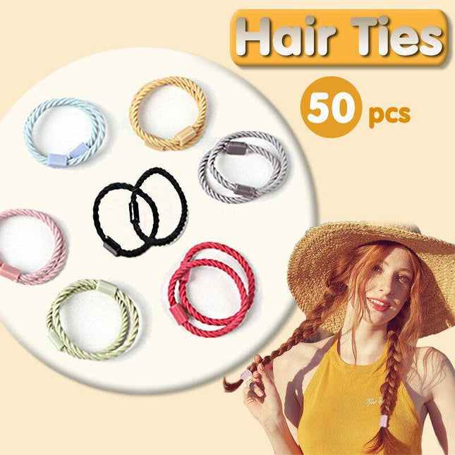 50 x Hair Ties Elastic Band Snagless Ponytail Tie School Bubbles Various Colours - Aimall