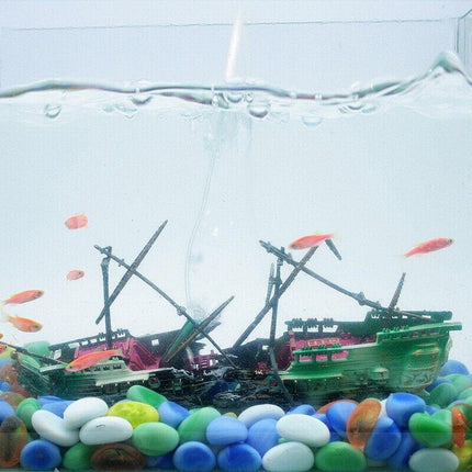 Fish Tank Ornament Split Wreck Ship Boat Sunk Destroyer Aquarium Cave Decor - Aimall