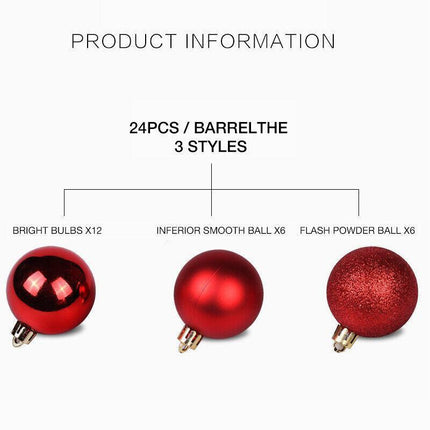 24PCS/Pack Christmas Tree Xmas Balls Decorations Baubles Party Wedding Ornament - Aimall
