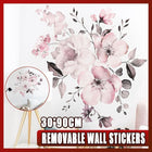Removable Wall Stickers Watercolour Dusty Pink Flowers Leaves - Aimall