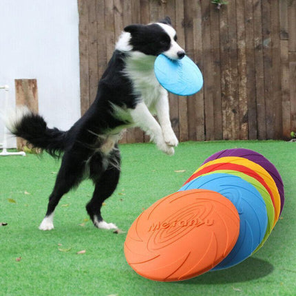 Dog Frisbee Rubber Pet Puppy Safe Exercise Fetch Outdoor Training Toy AU STOCK - Aimall
