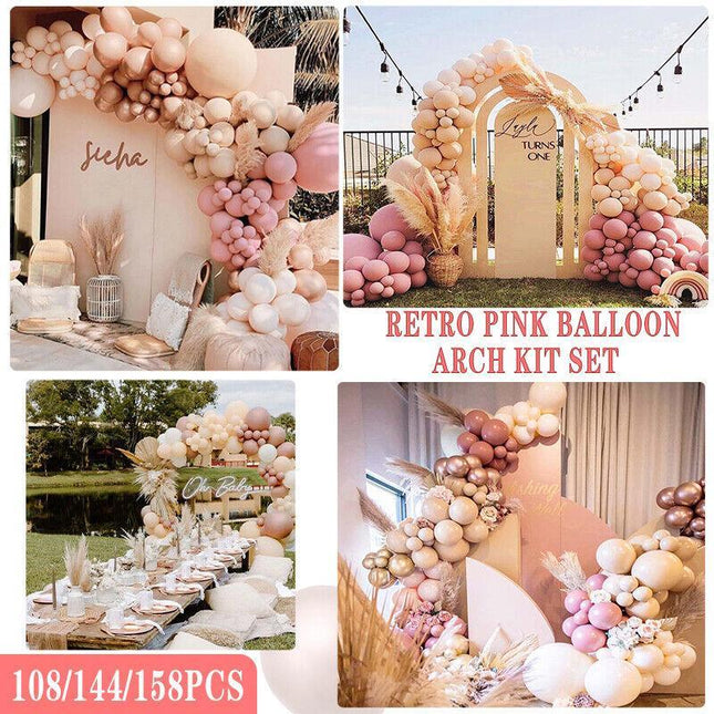 Retro Pink Balloon Arch Kit Set Garland Baby Shower Birthday Wedding Party Decor - Aimall