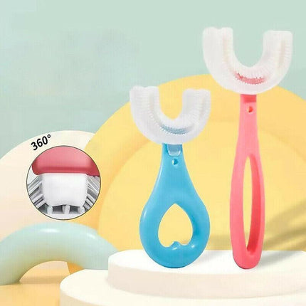 Children U Shaped Toothbrush Soft Silicone Head Brush 360° Oral Teeth Cleaning - Aimall