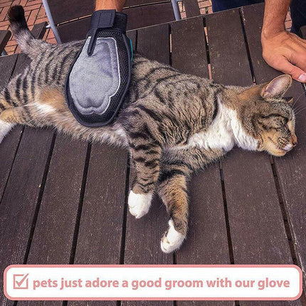 Pet Grooming Glove Luxury Dog Fur Cat Hair Remover 2-in-1 Deshedding Mitt - Aimall