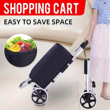 Shopping Cart Trolley Grocery Aluminium Foldable Luggage Wheels Basket Carts Bag - Aimall