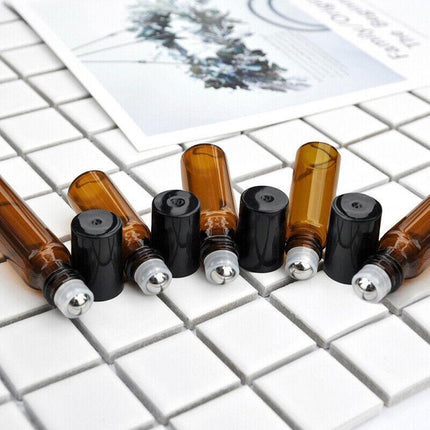 5/10ml Roller Rollerball Perfume Essential Oil Roll On Ball Amber Glass BottleAU - Aimall