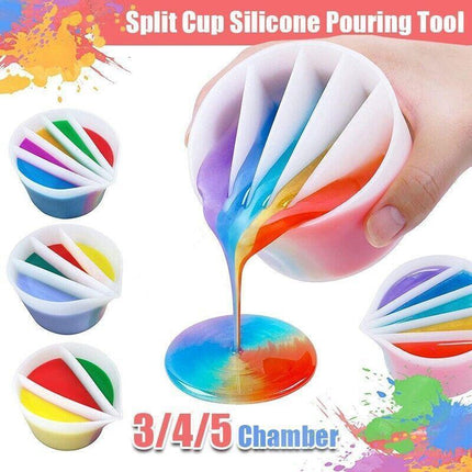 Split Cup Silicone Pouring Tool for Acrylic Paint Epoxy Resin DIY Art Craft Kit. - Aimall