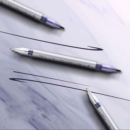 Microblading Tattoo Eyebrow Surgical Skin Marker Pen Ruler Tattoo Piercing 2PCS - Aimall