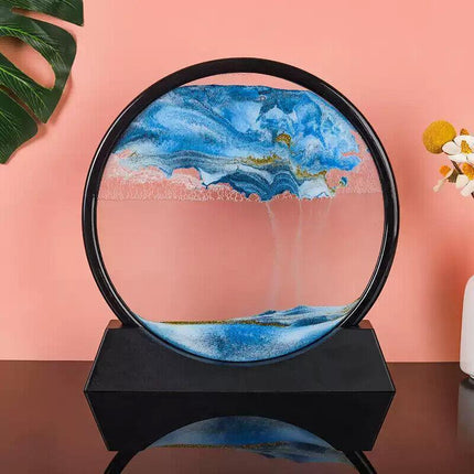 Moving Sand Art Picture Round Glass Quicksand Painting 3D Deep Sea Sandscape AU - Aimall