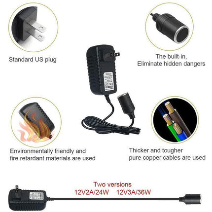 240V Mains Plug to 12V Socket Adapter Car Cigarette Lighter Power Converter PC - Aimall