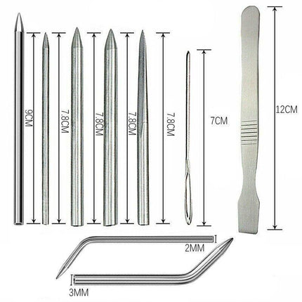 6/9 PCS Stainless Steel Paracord Bracelet Fid Lacing Stitching Needles Tool Set - Aimall